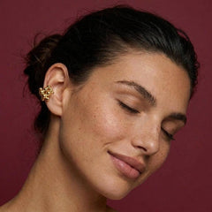 Ear Cuff No Piercing Gold Sphere Cluster Sculptural Wrap Brass Plated Gift for Her