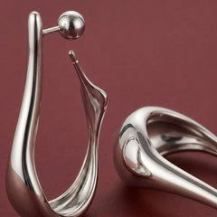 Drop Earrings Silver Plated Sculptural Dangle Statement Asymmetric Modern Gift for Her
