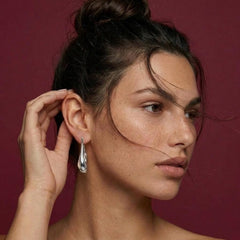 Drop Earrings Silver Plated Sculptural Dangle Statement Asymmetric Modern Gift for Her