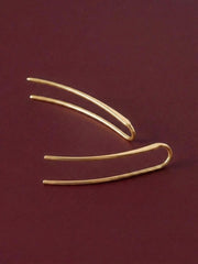 Ear Crawler Earrings Gold Plated Brass Minimalist Wire Climber Everyday Gift for Her