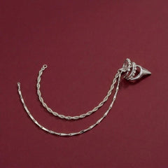 Ear Cuff No Piercing Silver Chain Tassel Cartilage Wrap Crystal Accent Statement Gift
