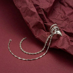 Ear Cuff No Piercing Silver Chain Tassel Cartilage Wrap Crystal Accent Statement Gift