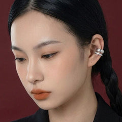 Ear Cuff No Piercing Gold Quilted Crystal Pave Band Cartilage Wrap Brass Gift for Her