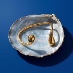 Gold Teardrop Cuff Bracelet — Sculptural Open Bangle, Minimalist Modern Jewelry for Her