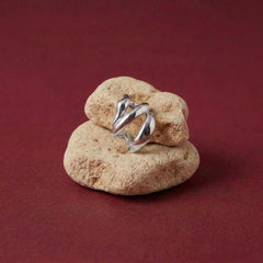 Ear Cuff No Piercing Silver Sculptural Triple Band Brass Silver Plated Statement Gift