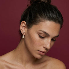 Ear Cuff Pearl Drop 925 Sterling Silver Wrap Stud Modern Architectural Bridal Gift