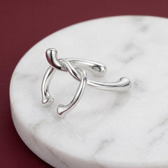 Ear Cuff No Piercing Silver Twisted Sculptural Cartilage Wrap Brass Plated Gift for Her