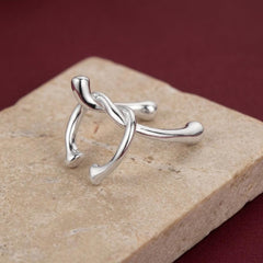 Ear Cuff No Piercing Silver Twisted Sculptural Cartilage Wrap Brass Plated Gift for Her