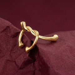 Ear Cuff No Piercing Gold Twisted Sculptural Cartilage Wrap Brass Gold Plated Gift for Her