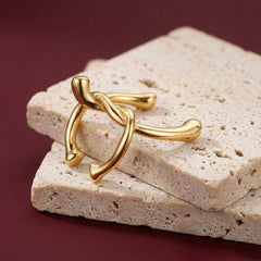 Ear Cuff No Piercing Gold Twisted Sculptural Cartilage Wrap Brass Gold Plated Gift for Her