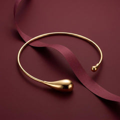 Collar Necklace Gold Teardrop Asymmetrical Torque Choker Statement Wire Sculptural Gift
