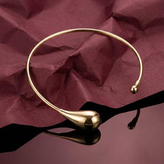 Collar Necklace Gold Teardrop Asymmetrical Torque Choker Statement Wire Sculptural Gift