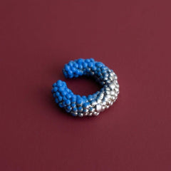 Ear Cuff No Piercing Crystal Pave Blue Gradient Cartilage Wrap Brass Silver Plated