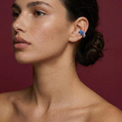Ear Cuff No Piercing Crystal Pave Blue Gradient Cartilage Wrap Brass Silver Plated