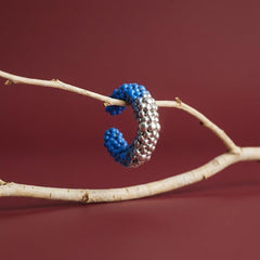 Ear Cuff No Piercing Crystal Pave Blue Gradient Cartilage Wrap Brass Silver Plated