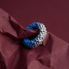 Ear Cuff No Piercing Crystal Pave Blue Gradient Cartilage Wrap Brass Silver Plated