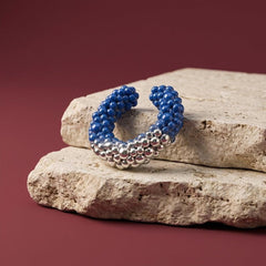 Ear Cuff No Piercing Crystal Pave Blue Gradient Cartilage Wrap Brass Silver Plated