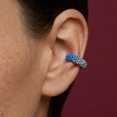 Ear Cuff No Piercing Crystal Pave Blue Gradient Cartilage Wrap Brass Silver Plated