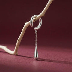 Silver Ear Cuff No Piercing Teardrop Dangle Silver Sterling Helix Wrap Gift for Her