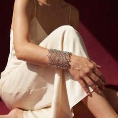 Silver Statement Cuff Bracelet — Sculptural Coral Lattice Wrist Armor for Bold Women