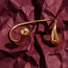 Gold Teardrop Cuff Bracelet — Sculptural Open Bangle, Minimalist Modern Jewelry for Her