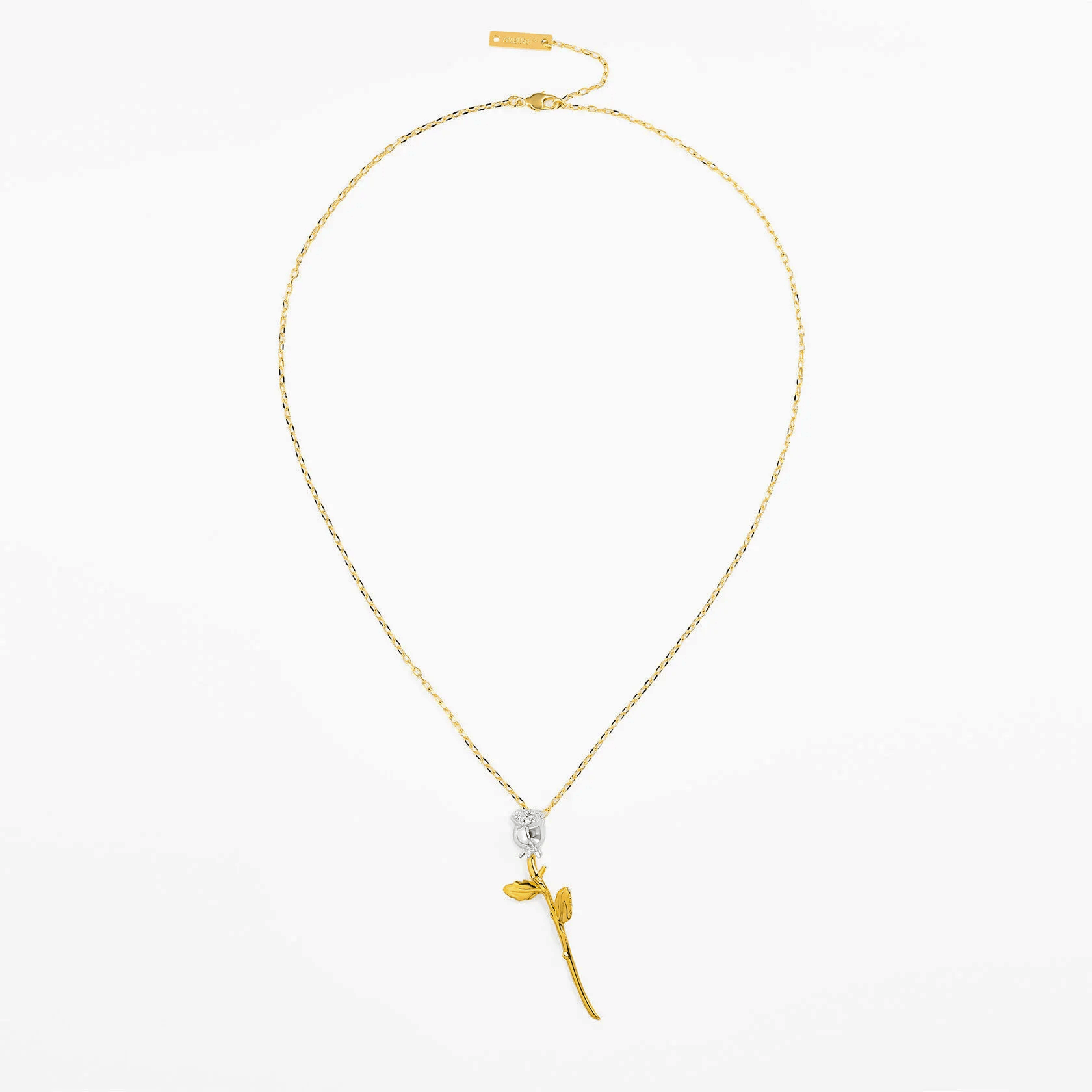 Necklace Bloom featuring a gold-plated rose pendant on a delicate chain for timeless elegance.