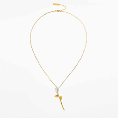 Necklace Bloom featuring a gold-plated rose pendant on a delicate chain for timeless elegance.