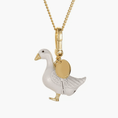 Necklace Goose featuring a playful gold-plated charm with glossy enamel finish and a detailed goose design.