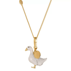 Necklace Goose featuring a gold-plated brass charm with a glossy enamel finish, designed for playful elegance.