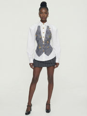 White Shirt with Decorative Waistcoat Panel