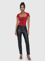 Scarlet Muse Lace-Up Top
