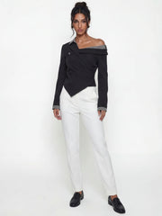 Asymmetrical Off-Shoulder Shirt Jacket