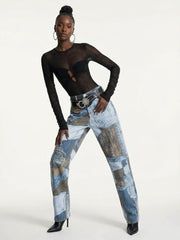 Wide Black Studded Belt with Ornate Buckle