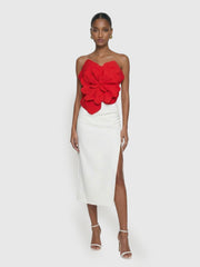 Ruby Blossom Strapless Top