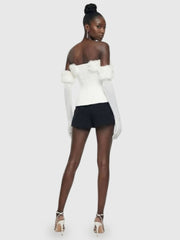 Faux Fur Bardot Corset Top