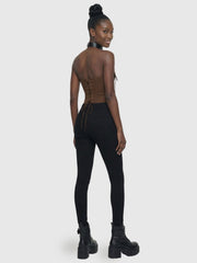 Brown Lace-Up Corset Top