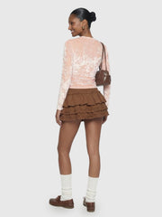 Velvet Puppy Print Long Sleeve Top