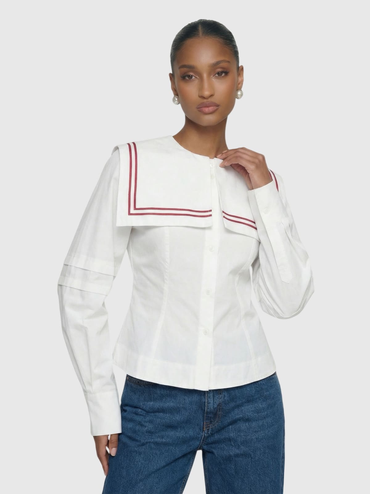 Sailor Collar Cotton Shirt