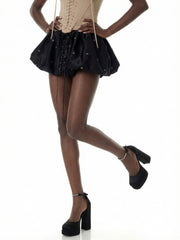 Lace-Up Bubble Mini Skirt