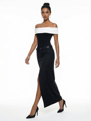 Black & White Off-Shoulder Bardot Top