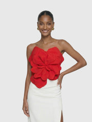 Ruby Blossom Strapless Top