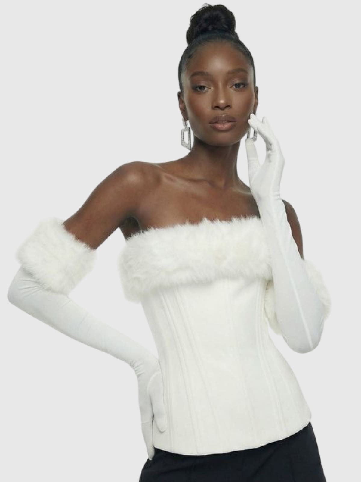 Faux Fur Bardot Corset Top