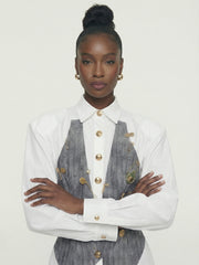 White Shirt with Decorative Waistcoat Panel