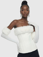 Faux Fur Bardot Corset Top