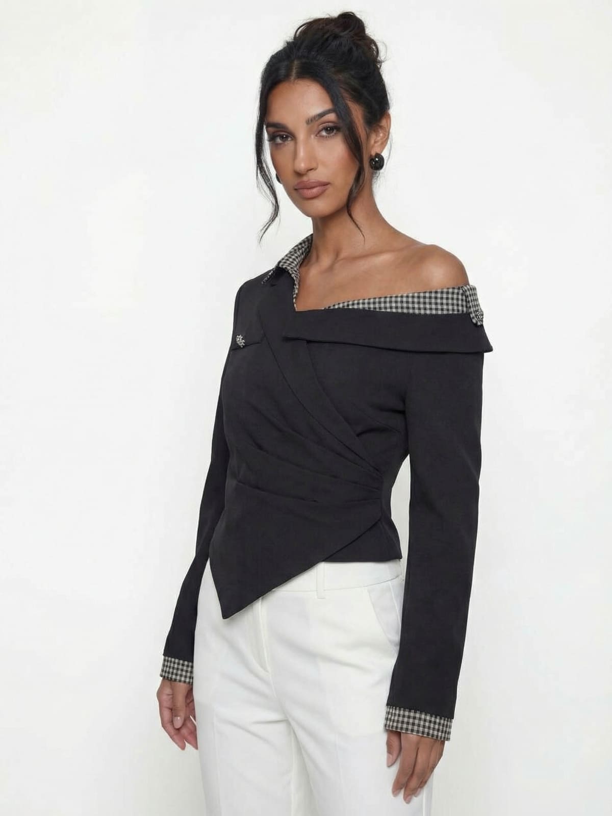 Asymmetrical Off-Shoulder Shirt Jacket