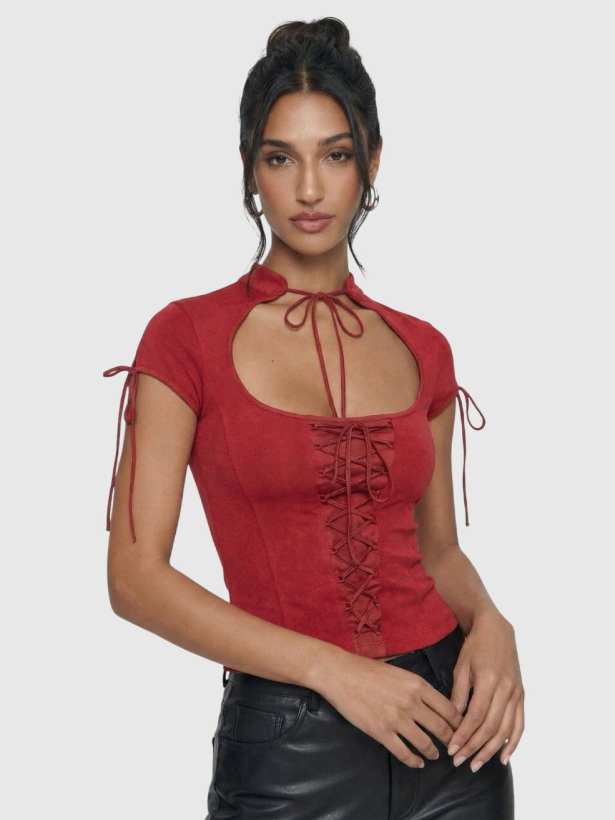 Scarlet Muse Lace-Up Top