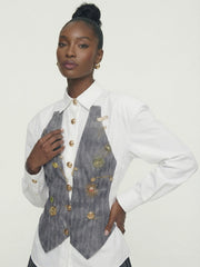 White Shirt with Decorative Waistcoat Panel