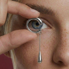 Silver Ear Cuff No Piercing Teardrop Dangle Silver Sterling Helix Wrap Gift for Her