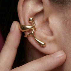 Gold Ear Cuff No Piercing Organic Sculptural Cartilage Wrap 18K Plated Gift for Her
