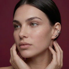 Silver Ear Cuff No Piercing Brass 18K Platinum Plated Sculptural Cartilage Wrap Gift for Her